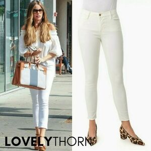 FRAME // le high skinny coated off white jeans